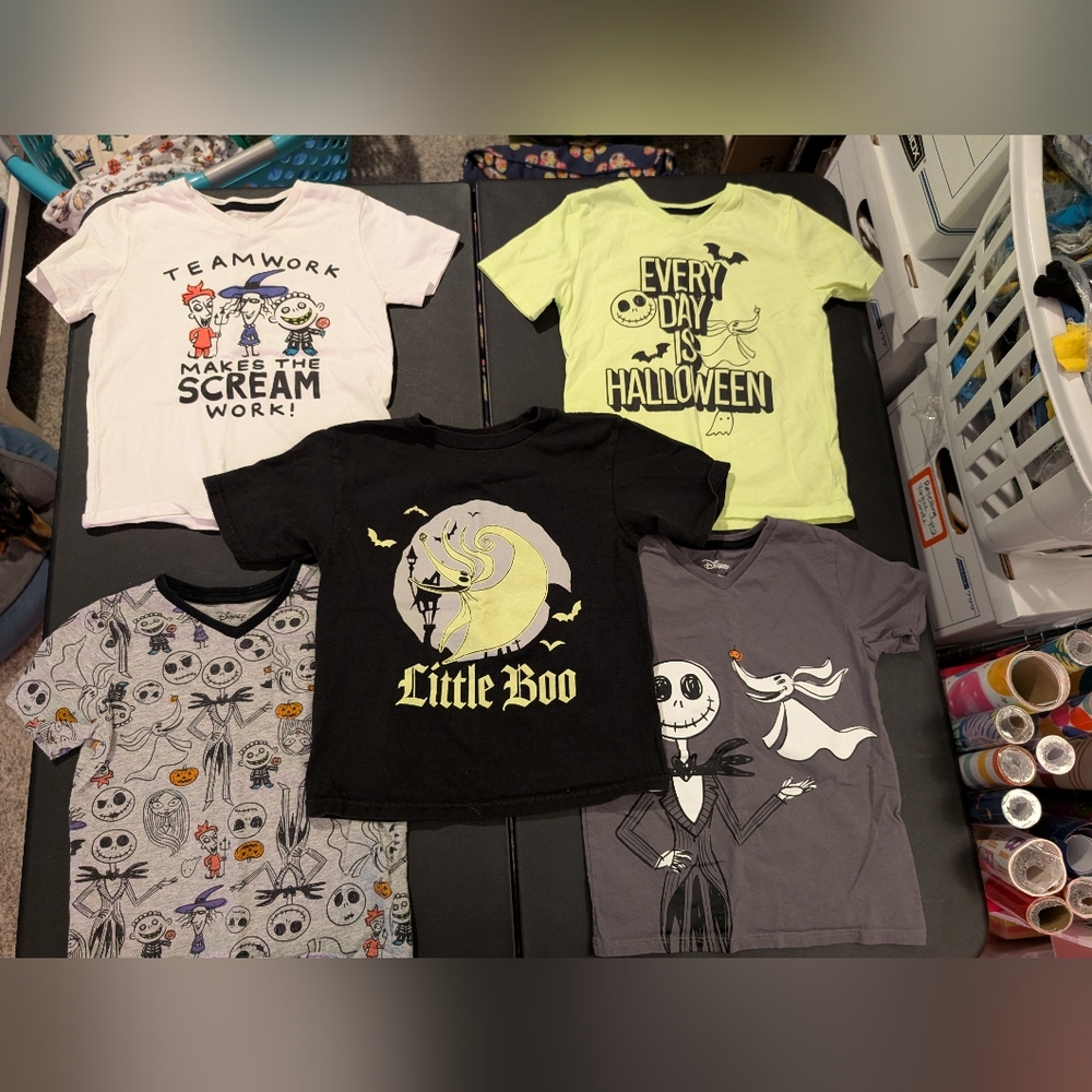 Lot of 5 (FIVE) Nightmare Before Christmas Themed Short Sleeve Shirts Size 4T